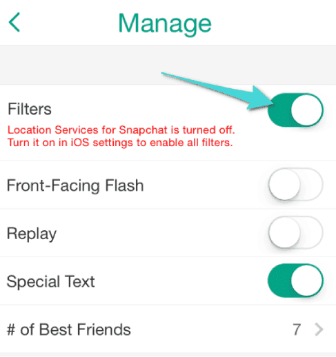 تمكين فلاتر سناب شات