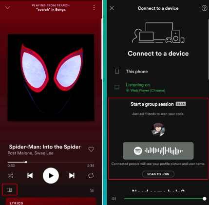 كيفية الاستماع لموسيقى spotify مع شخص آخر في نفس الوقت