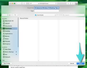 كيفية حفظ صفحة الويب كملف PDF على متصفح سفاري