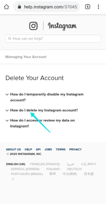 حذف حساب انستقرام على الايفون