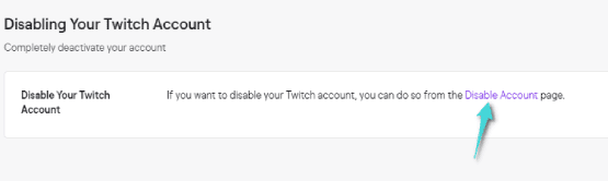 تعطيل حسابك على Twitch