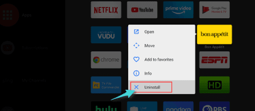 حذف تطبيق على أندرويد TV