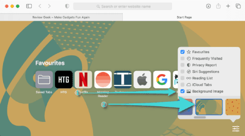تعيين خلفية لمتصفح safari