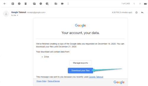 استخراج جميع ملفاتك من google drive