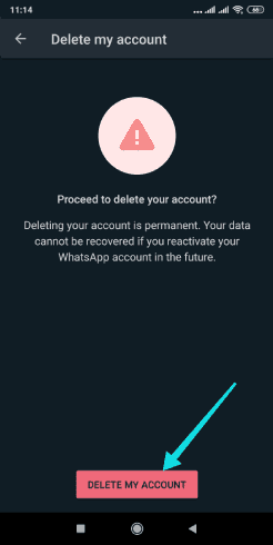 حذف حساب واتس اب نهائياً