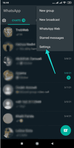 إعدادات whatsapp