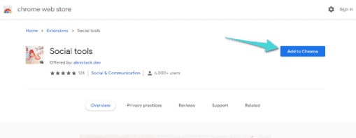إضافة ملحق Social Tools في متصفح كروم