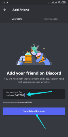 إرسال طلب الصداقة على Discord