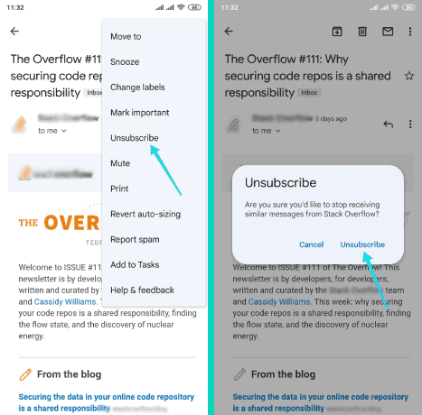إلغاء الاشتراك من رسائل البريد الالكتروني على Gmail