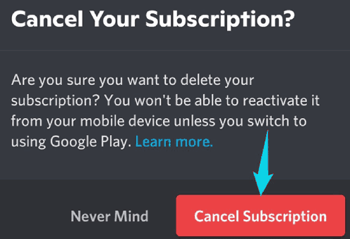 إلغاء الاشتراك على Discord Nitro